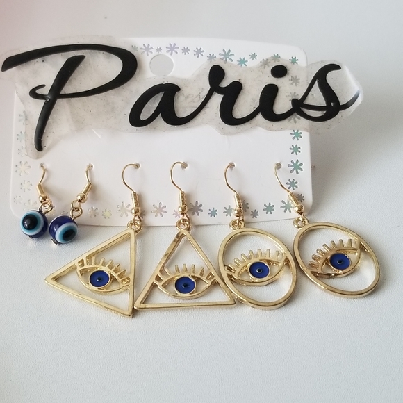 Evil Eye Protection Earrings 3 pcs set - Picture 5 of 5